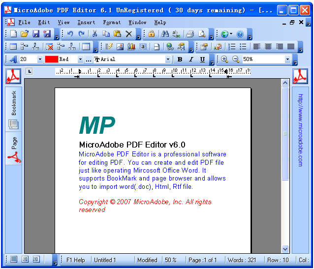 MicroAdobe PDF Editor Screenshot